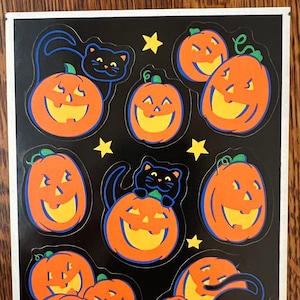 JACK O LANTERNS and Black Cats Vintage Hallmark Halloween Stickers