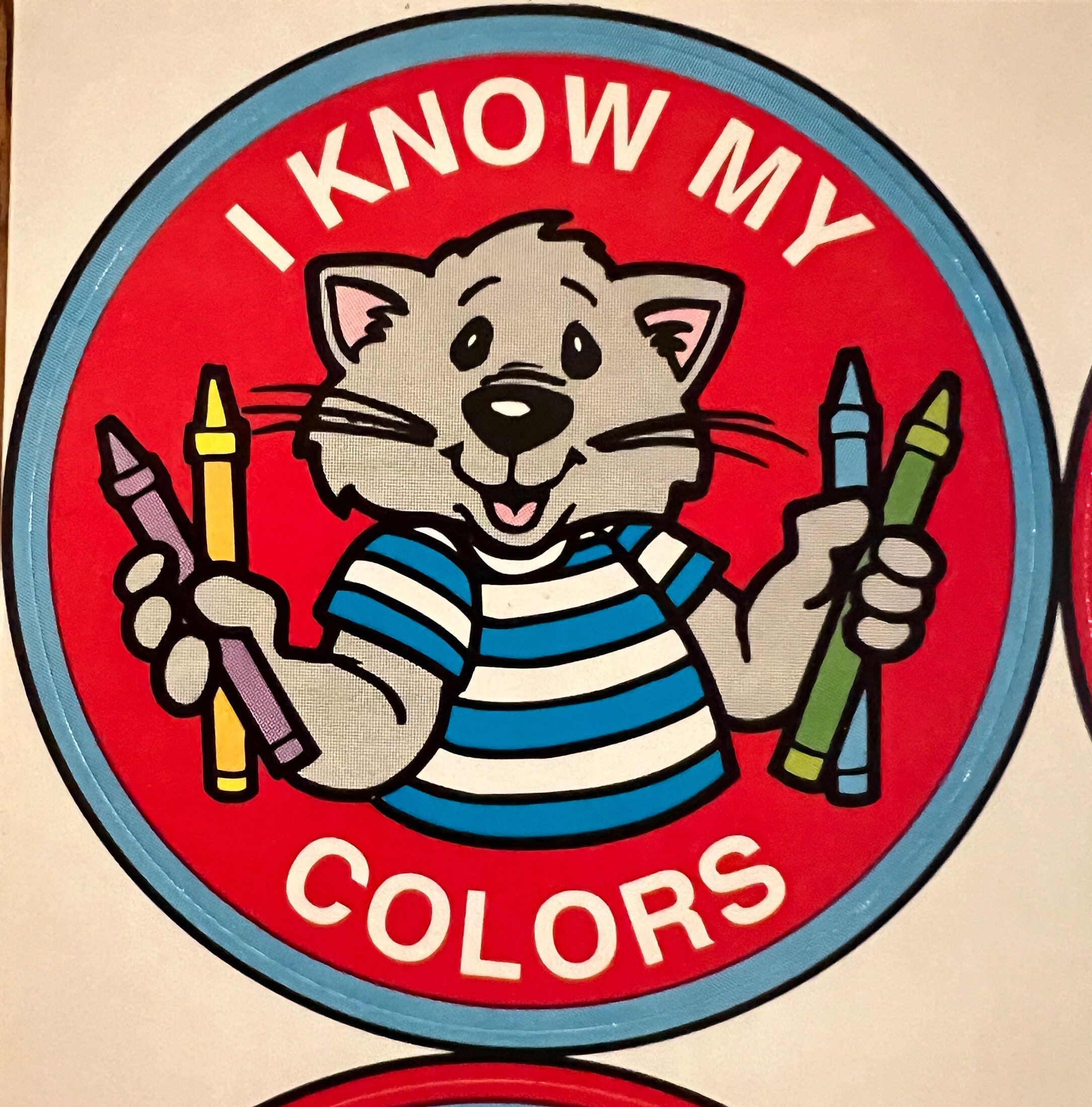 HTF Vintage I Know My Colors Stickers Round School Reward Cute ...