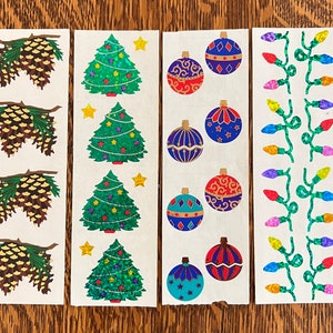 CHRISTMAS SPARKLE Vintage Mrs. Grossman’s Stickers You Choose* Pinecones, Tree, Ornaments, Lights (4 Retired Holiday Mods per Sheet)