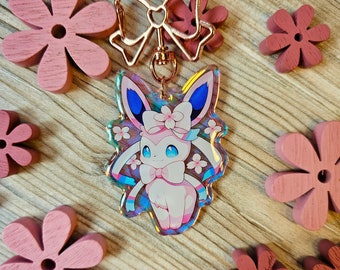 Niedlicher Kirschblüten Acryl Anhänger, Keychain, Sylveon, Holo, Anime