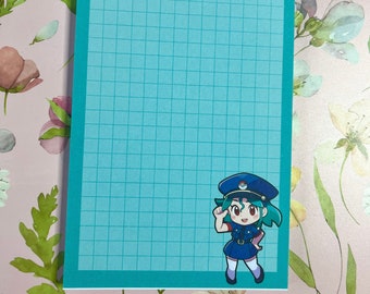 Notizblock "Anime Polizistin/Officer" A6 Papierblock, Chibi, Geschenk