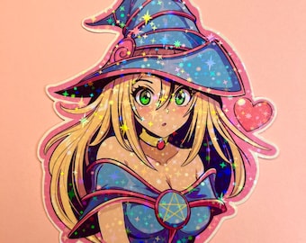 XL Anime Dark Sorceress Sticker | Sorceress| Witch Sticker | Laptop Stickers | Vinyl Stickers | Anime | Glitter effect stickers | Decoration