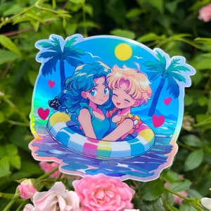 Guerriero di Nettuno e Guerriero di Urano, Coppia lesbica, LGBTQ, Anime, Adesivo olografico, Articoli lesbici, Orgoglio