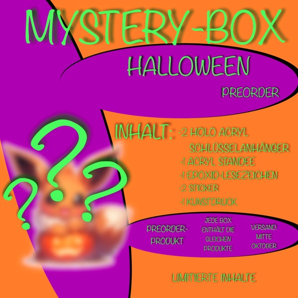 Halloween Mystery Box, Spooky Season, Anime, Schlüsselanhänger, Sticker, Standee, Epoxid-Lesezeichen, Kunstdruck