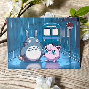Niedliche Anime Postkarte japanischer Geist, rosa Ball, A6