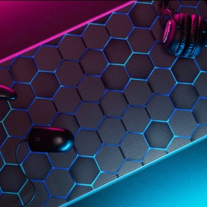 Futuristic Blue LED Mousepad, RGB Gaming Mouse Pad, LED Light Gaming Desk Mat