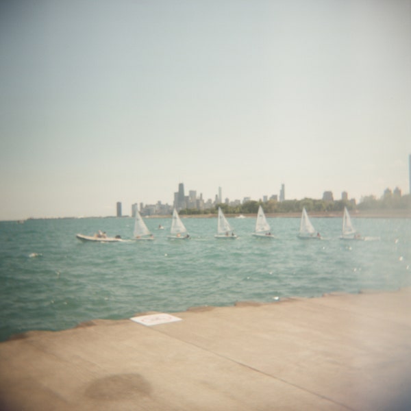 Rustic Chicago Lake Michigan Boats Print, Retro Holga Camera Print