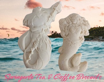 Mermaid and King Trident German Springerle Tea Cookies/ beach wedding dessert table cookies