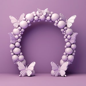 Digital Backdrop - Purple Butterfly Balloon Arch