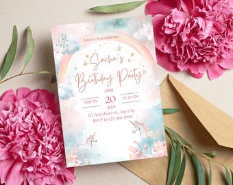 Birthday Party Design #56 Invitation  5 x 7 Editable Digital Template Download