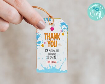 Thank you Tag for  Summer School End Party Editable Digital Template Download
