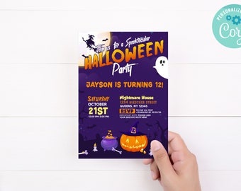 Halloween Birthday Design 014 Invitation  Editable Digital Template Download