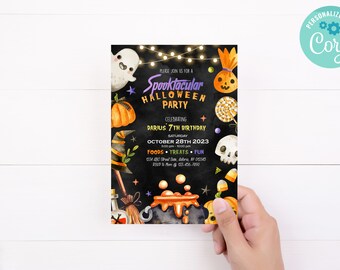Halloween  Birthday Party Night Celebrating  Design Invitation  Editable Digital Template Download