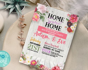 Home Sweet House Warming theme  Design  Invitation  5 x 7 Editable Digital Template Download