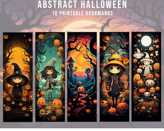 10 Halloween Bookmarks | PNG Format | Digital Download JPG Bookmarks | Creative Style Bookmarks