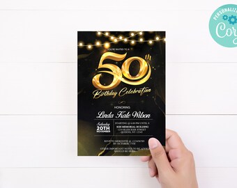 50 Birthday Design Invitation  Editable Digital Template Download