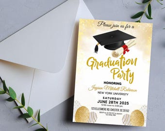 Graduation Party theme  Design  Invitation  5 x 7 Editable Digital Template Download #45