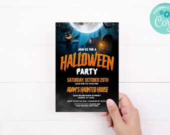 Halloween Birthday Design 015 Invitation  Editable Digital Template Download