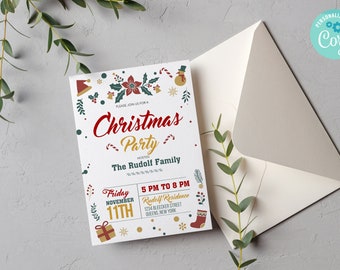 Christmas Party Design Invitation  Editable Digital Template Download