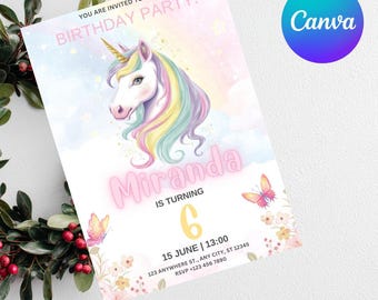 Birthday Invitation Canva Template Editable | Digital Download Party Invite | Custom Printable Birthday Card