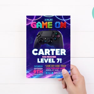 Game Zone Theme Geburtstag Design Einladung Editierbare Digitale Vorlage Download