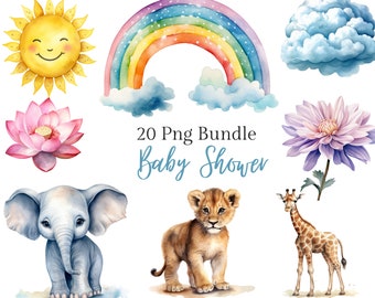 Baby Shower Clipart Bundle - 20 PNG Graphics for Digital Download with Transparent Background - Perfect for Commercial Use!