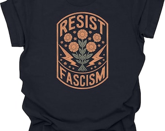 Camiseta unisex con estampado "Resiste al fascismo" / Camiseta de algodón teñida en prenda