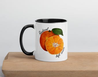 Radical Left Scum Mug – Vintage Orange Botanical Coffee Mug, Political Humor Mug, Woke Gift