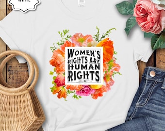 Blommig t-shirt med kvinnors rättigheter – Feministisk grafisk t-shirt