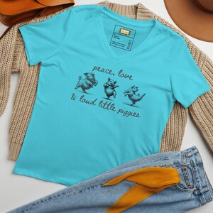 Quiet Piggy Political Women's V-Neck Tee - "Peace Love & Loud Little Piggies" Tee • Bold Feminist Anti-Trump Shirt • Women’s Rights T-Shirt