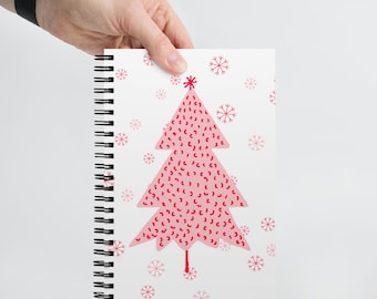 Pink Christmas Tree Dotted Notebook – Holiday Journal