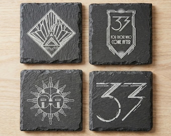 Expedition 33 Slate Coasters – Laser Engraved Barware Inspired by the Game