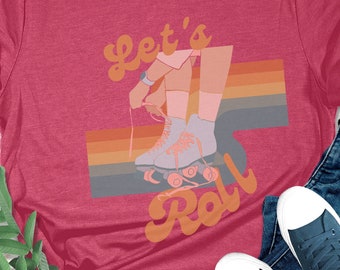 Retro Design Unisex T-shirt, Gift for Her, Roller Skates Shirt, Game Day T-shirt