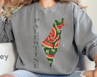 Watermelon Comfort Colors Sweatshirt, Unisex Palestine Shirt, Gardener Shirt Watermelon Tee, Watermelon Palestine Colors Shirt, Fruit Tee