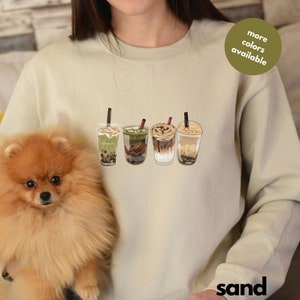 Bubble Tea Crewneck Sweatshirt, Bobba Lover gift, Gift for sister, Women&#39;s trending sweater, Teacher clothes