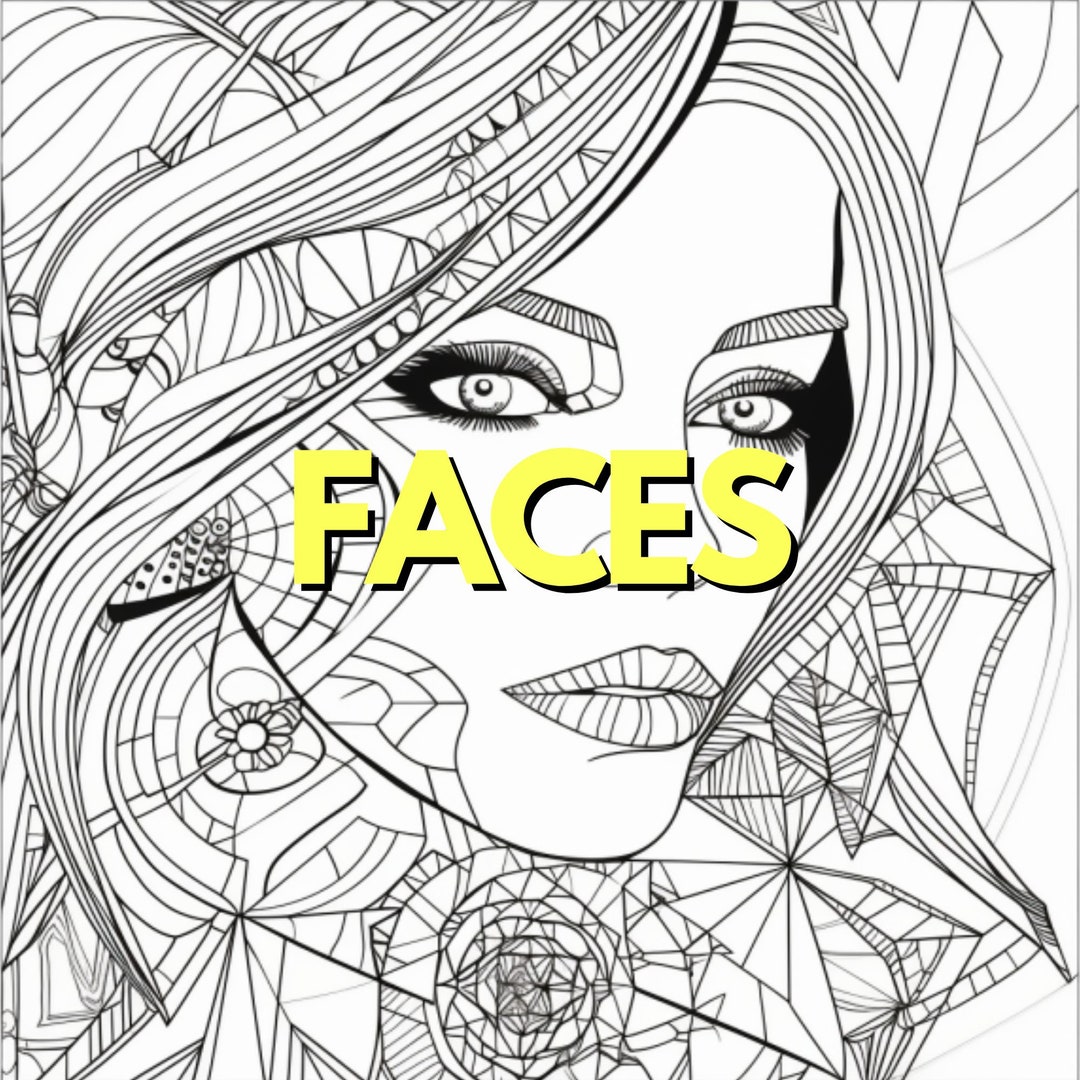 Faces Coloring Pages for Adults - Instant Download - Etsy