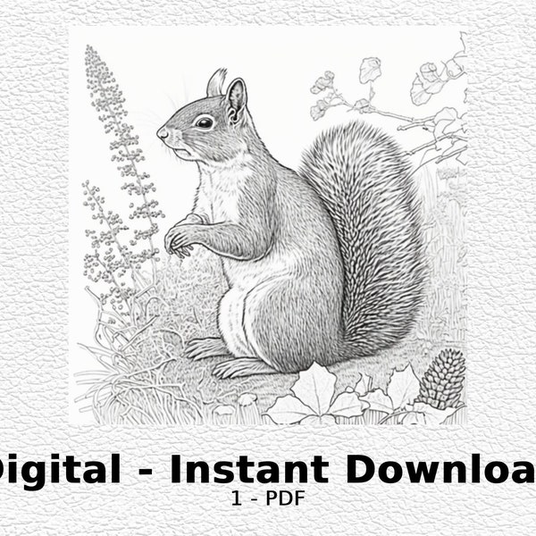 Eastern Gray Squirrel - Coloring Page- Coloring Page For Adult Printable