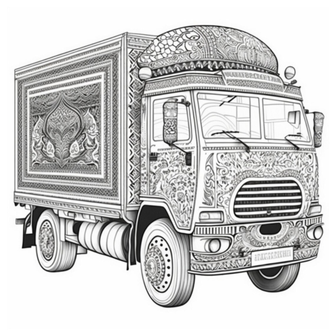 Pakistani Truck Art Coloring Book for Adults - Instant Download - Etsy
