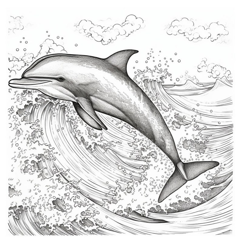 Dolphin Coloring Book Pages for Adults Coloring Page for Adult ...