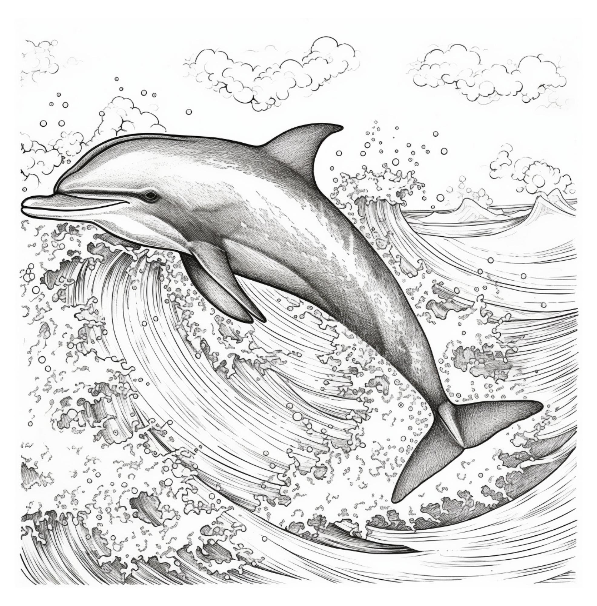 Dolphin Coloring Book Pages for Adults Coloring Page for Adult ...