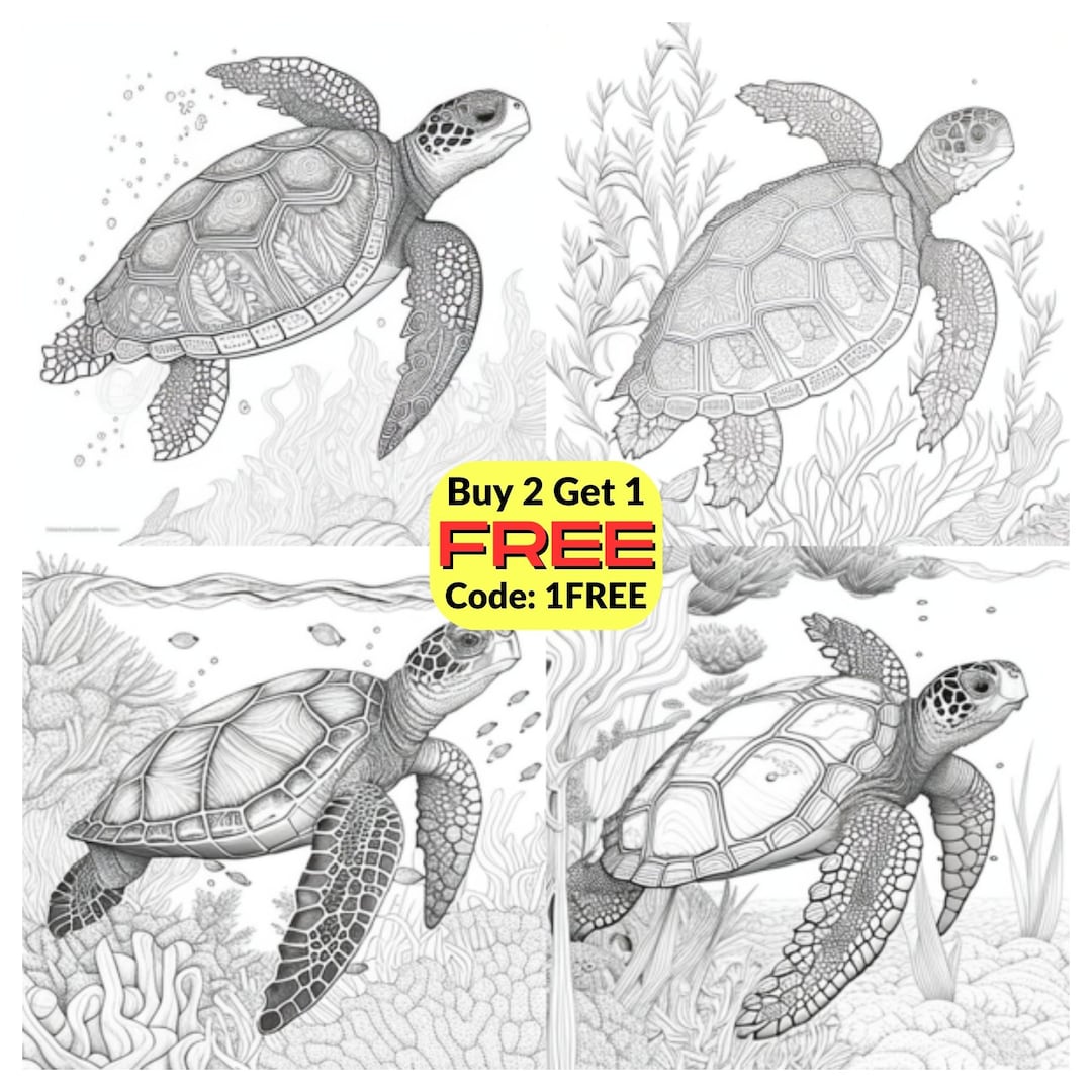 Turtle Coloring Pages for Adults - Instant Download - Etsy