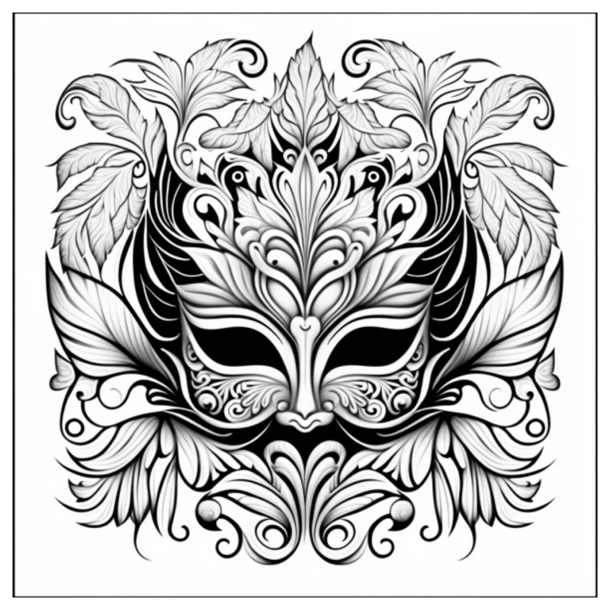 Brazilian Carnival Mask Adult Coloring Pages - Etsy