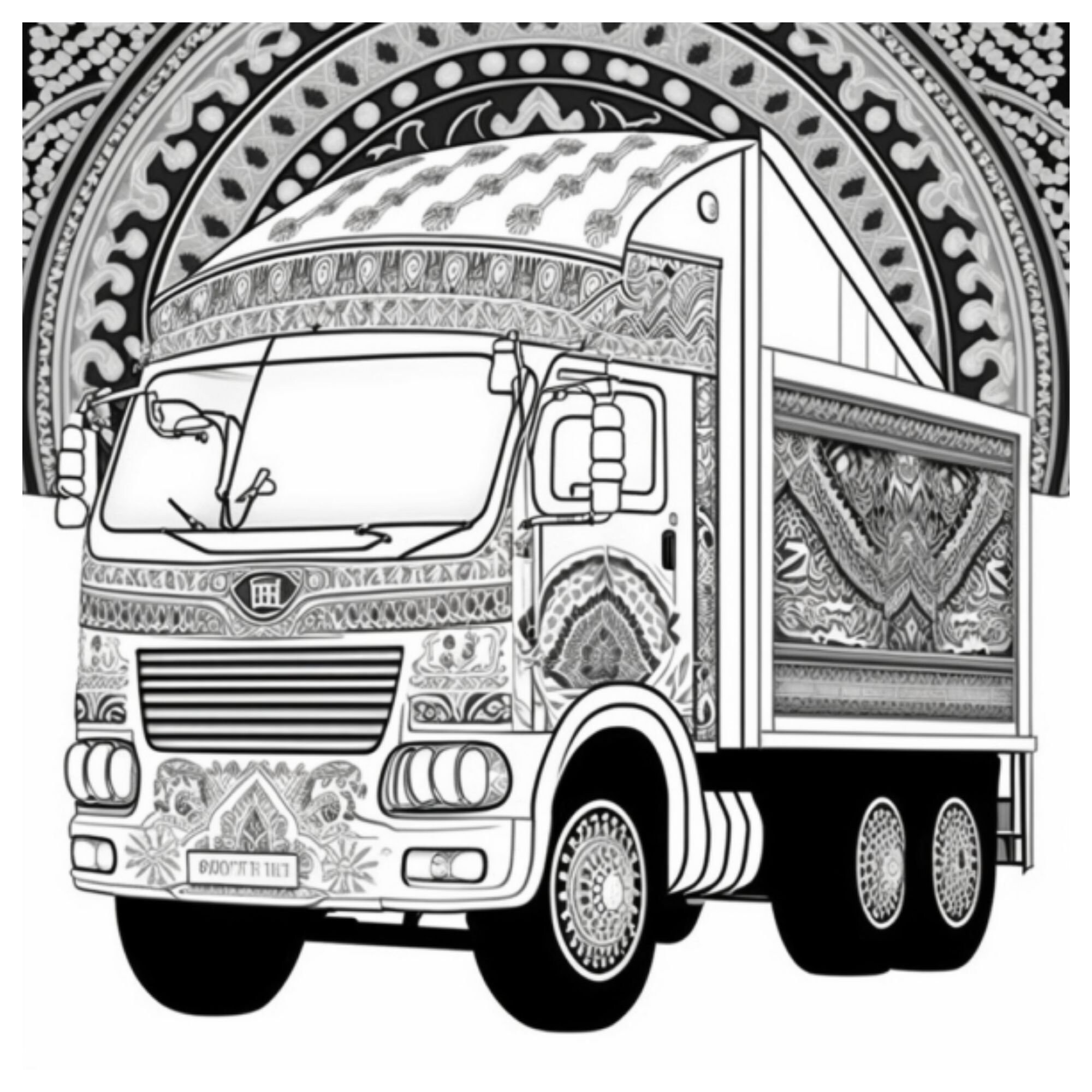 Pakistani Truck Art Coloring Book for Adults - Instant Download - Etsy