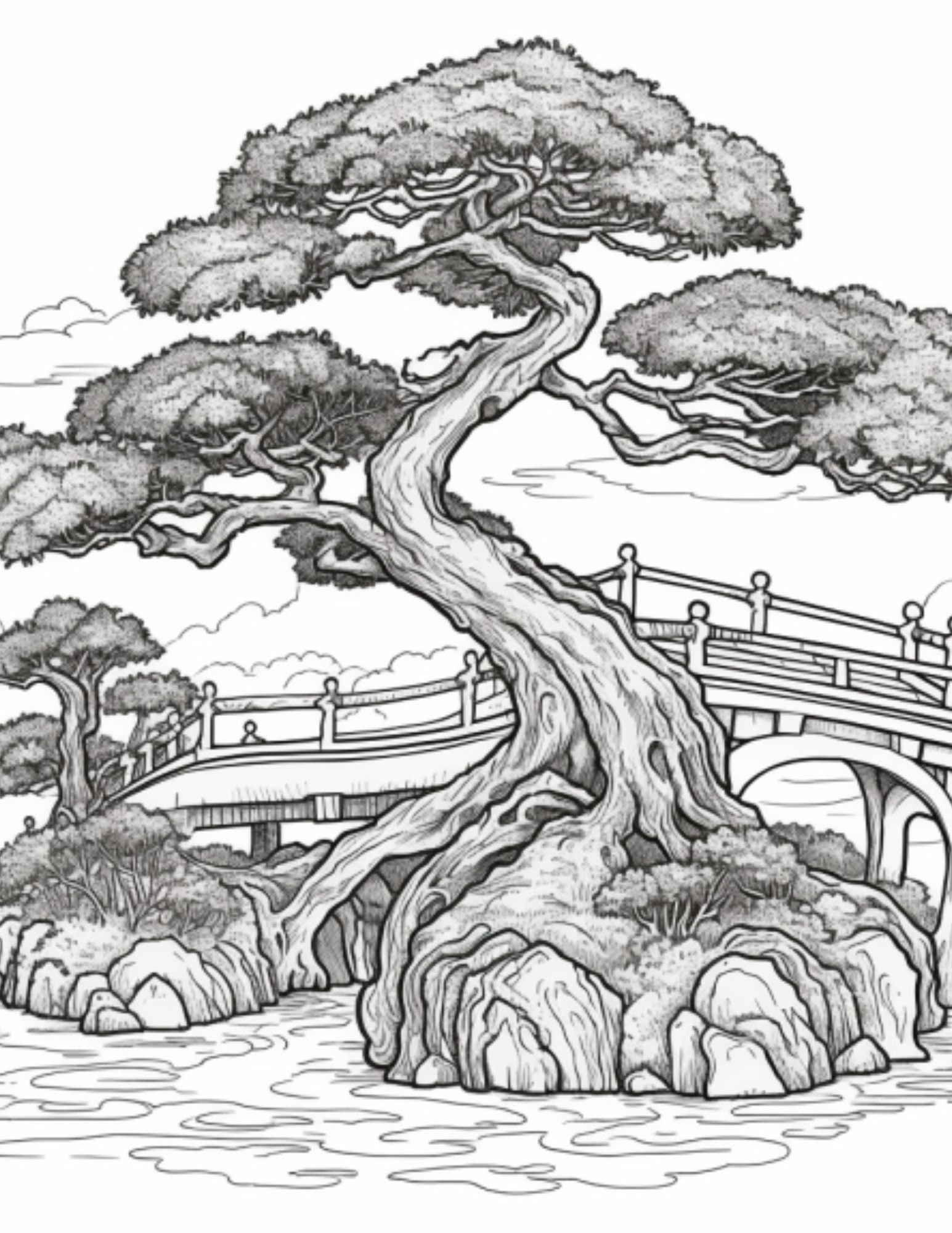 Tree Sketch Coloring Page