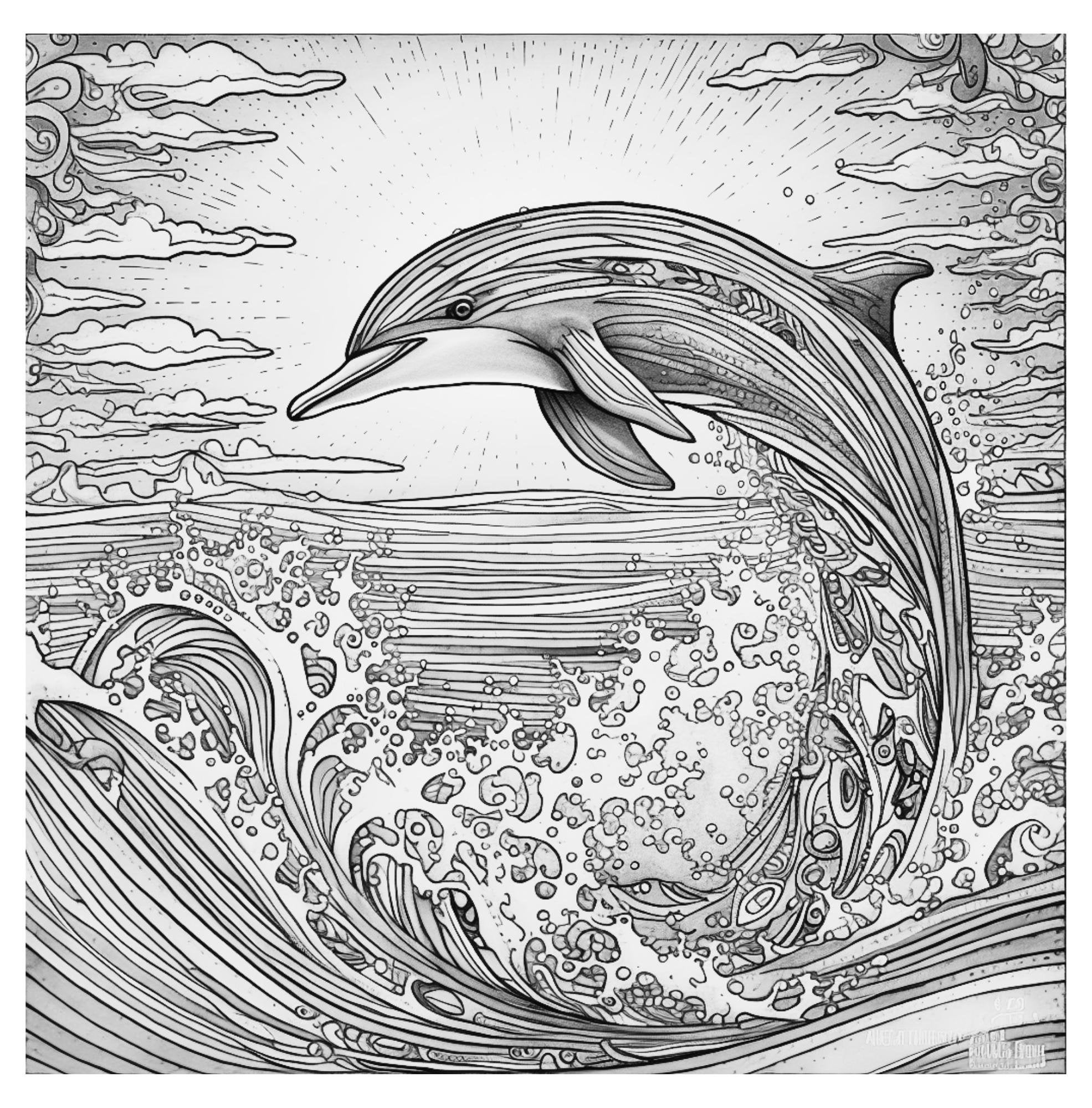 Dolphin Coloring Book Pages for Adults Coloring Page for Adult