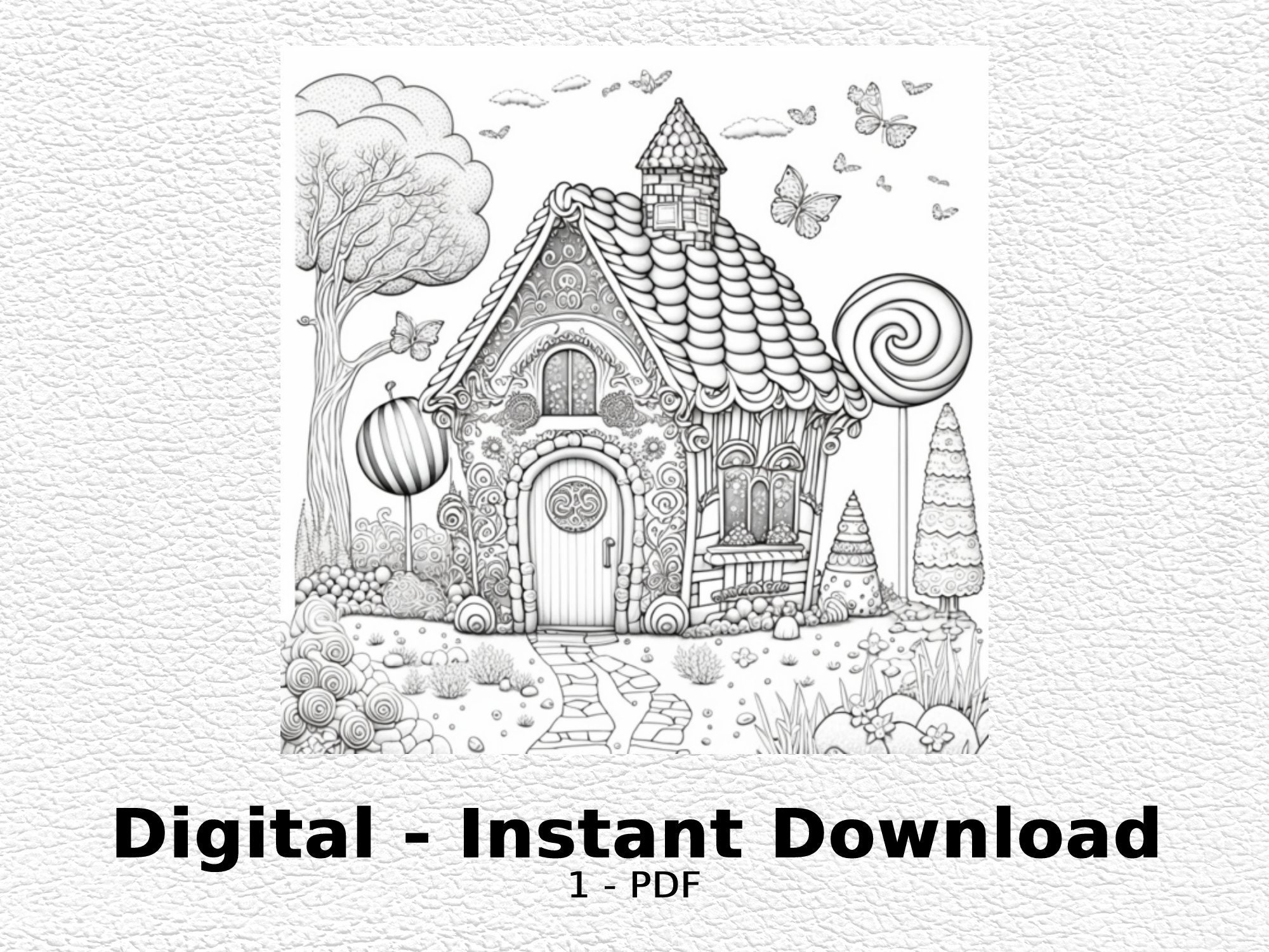 Fairy House - Coloring Page- Coloring Page for Adult Printable - Etsy