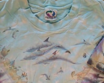Camiseta Vintage 90s Liquid Blue Ocean Tie Dye AOP