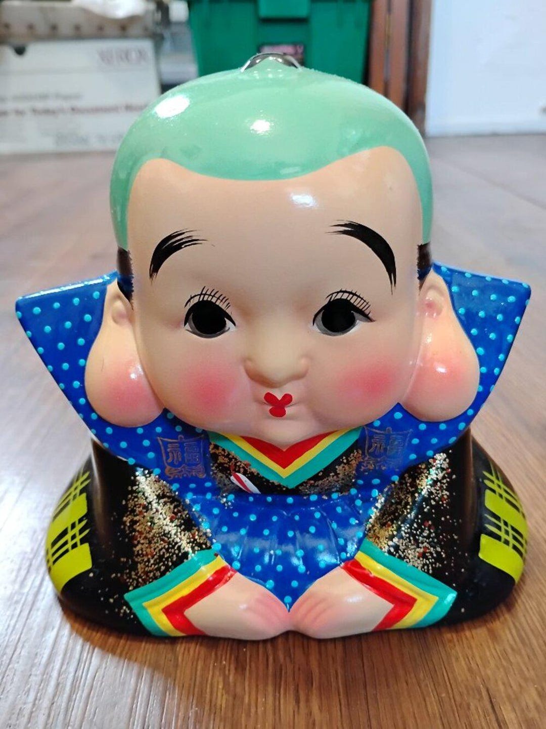 Vintage Japanese Fukusuke Lucky Doll Ceramic Figurine Bank Folk Art ...