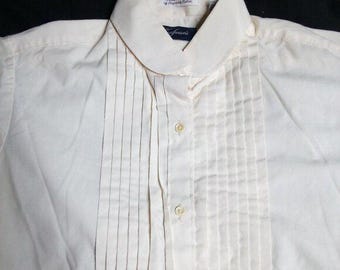 gitman gold dress shirts Vintage 1990's -gitman GOLD- Men's Formal, Pleat Front Shirt. 'new Old Stock' White - All Cotton Broadcloth. Large 16 1/2 X 32. Made in USA Size_3 years