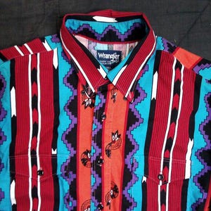 Vintage Wrangler Southwest Azteken Muster Button Down Shirt